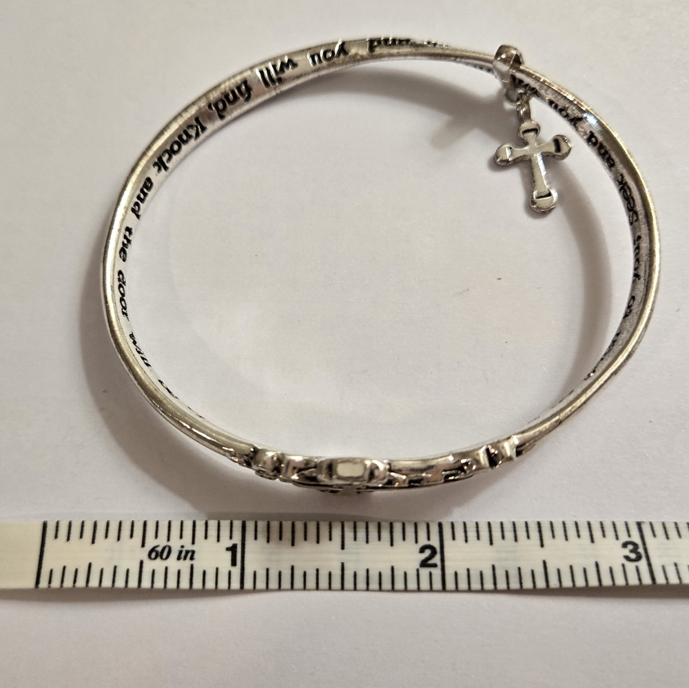 MOBIUS ASK SEEK KNOCK BANGLE BRACELET SILVER-PLATED, Gift Boxed #7 - Picture 4 of 16
